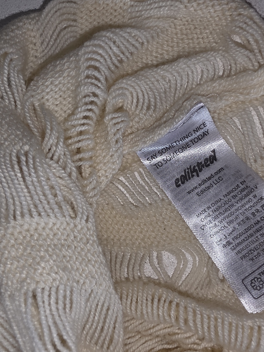 Edikted Cream Open-Knit Ribbed Tank Top - Picture 3 of 4